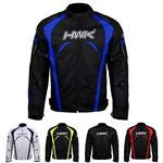 Motorcycle Jacket Men's Riding HWK Textile Racing Motorbike Hi-Vis Biker CE Armored Waterproof Jackets (Blue, XL)