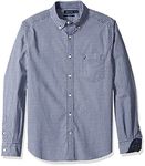 Nautica Men's Classic Fit Stretch Gingham Long Sleeve Button Down Shirt, j Navy, Large