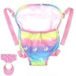 HEAWAA Baby Doll Carrier Set, Portable Storage Bag Backpack Doll Accessories with Diaper Spotted Bibs for 18 Inch Baby Dolls (Not Included Doll)