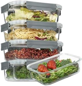 Vtopmart 5 Pack 35oz Glass Food Storage Containers with Lids, Meal Prep Containers, Airtight Lunch Containers Bento Boxes with Snap Locking Lids for Microwave, Oven, Freezer and Dishwasher