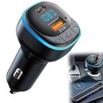 Bluetooth FM Transmitter, Car Adapter USB Bluetooth 5.0 with Type C Fast Charge Port, Wireless Radio Receiver 5V/3.1A, Supports Music Player Handsfree Call U Disk with LED Screen
