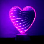 Chi-buy Creative Mirror Tunnel light, 3D Infinity Mirror Light Led Sign, Flamingo cactus heart unicorn LED sign Light Kids Room/Party/Home Decoration gift Tunnel mirror light (heart)