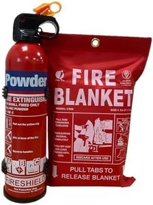 Small Home Fire Safety Pack, Small 600g Aerosol Dry Powder Fire Extinguisher & 1m x 1m Soft Case Fire Blanket (600g Fire Extinguisher)