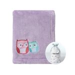 CREVENT 30''X40'' 75X100cm Cozy Fluffy Warm Fleece Baby Nursery Blanket for Unisex Infant Toddler Crib Cot Stroller - Lavender Owl