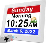 Véfaîî 2024, Dementia Clock with British DST Adjustment, 30 Alarms & Custom Reminders, Calendar Day Clock with Large Display for Memory Loss, Alzheimer's, with Remote Control