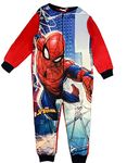 Spiderman Kids All in One Boys Girls Childrens Fleece Onesie Sleepsuit Pyjamas, Multi, 4-5 Years