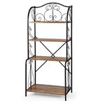 COSTWAY 4-Tier Baker's Rack, Industrial Microwave Oven Stand Organizer with X-Bar & Anti-toppling Device, Freestanding Utility Display Storage Shelf for Kitchen, Dining Room, Living Room