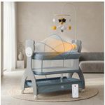Mee Mee Sweet Love Automatic Electric Cradle with Cot Mobile | Built-in Soft Night Lamp | Remote 3-Speed Swing | Soothing Music & Bluetooth | Smart Timer | Lockable Wheels | Baby Bassinet 0-12 Months