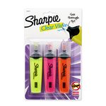 Sharpie Highlighter, Clear View Highlighter with See-Through Chisel Tip, Tank Highlighter, Assorted Colours, 3 Count