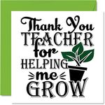 Teacher Thank You Cards - Thank You Teacher For Helping Me Grow - Thank you Cards for Teacher Her or Him, Heartfelt Teacher Appreciation Card, 145mm x 145mm Thank You Greeting Cards for Teachers Gifts