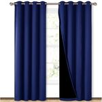 nicetown 100% blackout Solid curtain set, thermal insulated & energy efficiency window draperies for guest room, full shading panels for shift worker and light sleepers, navy blue, 52w x 84l, 2 pcs