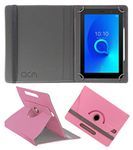 Acm Rotating Leather Flip Case Compatible with Alcatel 1t 7 Tablet Cover Stand Light Pink