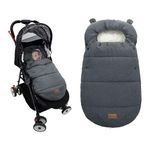 Universal Footmuff Stroller, Baby Pushchair Pram Liner, Universal Cosy Toes Pushchairs, Waterproof and Windproof, 90 x 52cm, Dark Gray