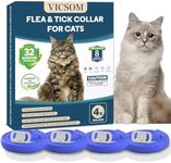 4 Pack Cat Flea Collar - Flea Collar for Cats Adjustable, Waterproof Flea and Tick Prevention for Cats and Kittens - 32 Months Protection - Flea and Tick Treatment - Blue