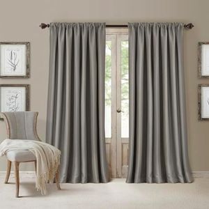 Elrene Home Fashions 026865854039 Blackout Energy Efficient Room Darkening Rod Pocket Window Curtain Drape Regal Solid Panel, Silver, 52" x 84" (1 Panel)