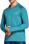 Willit Men's Sun Shirts UPF 50+ Rash Guard Long Sleeve Sun Protection Hoodie SPF UV Fishing Lightweight Athletic Running Heather Teal XXXL