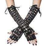 BABEYOND Lace Up Fingerless Gloves 