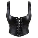 EverLove Corset Tops for Women Vintage Lace Up Bustier Bodyshaper Crop Tops, Black, Small