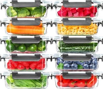 Skroam 10 Pack Glass Meal Prep Containers, Airtight Food Storage Containers with Lids, Pantry Kitchen Storage Containers for Lunch, Food Storage, Meal Prep, Glass Lunch Bento Boxes - 22 OZ