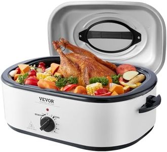 VEVOR Electric Roaster Oven, 22 QT Turkey Roaster with Self-Basting Lid, 1450W Roaster with Defrost & Warm Function, Adjustable Temp, Removable Pan & Rack, Fits Turkeys Up to 26LBS, White