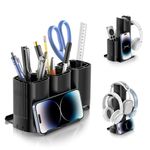 KDD Pen Holder for Desk with Headphone Hanger - 2 in 1 Pen Holder Headphone Stand with Phone Stand, Removable DIY Feature Desk Pencil Pots for School Home Office Stationery Supplies Accessories