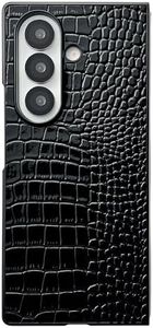 DMaos for Samsung Galaxy Z Fold 3 Case, Crocodile Synthetic Patent Leather Cover, Classic Alligator Fashion - Black