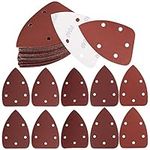 50 Pieces Sanding Discs Pads, 5 Holes Hook and Loop Sandpaper, Triangle Sanding Sheets, 40/80/120/180/240 Grits Assorted Sandpaper Pads for Sanding, Polishing, Random Orbital Sander