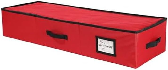 Sattiyrch Underbed Christmas Ornament Storage Box Zippered Closure,Stores up to 96 of The 3-inch Standard Christmas Ornaments, Xmas Storage Container with Dividers & Two Handles
