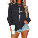 ALAPUSA Plus Size Graphic Sweatshirt for Women Long Sleeve Faith Crewneck Casual Pullover Christian Shirt LS-Black L