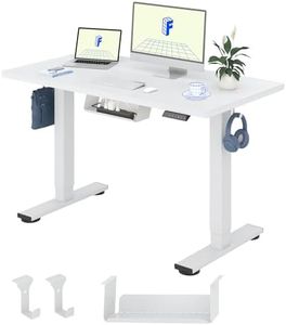 FlexiSpot Höhenverstellbarer Schreibtisch Basic–Mit Kabelmanagement, Haken und EINTEILIGER Tischplatte, Ergonomischer Homeoffice-Tisch, Bürotisch (100x60cm, Weiß)
