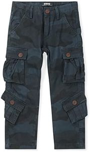 OCHENTA Boys Cargo Pants with 8 Pockets Casual Hiking Slacks Combat Trousers for Kid, Z Blue, 6 Years