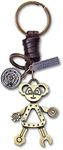 AuPra Robot KeyChain Gift Women & Men Leather KeyRing Home Car Door Keys Holder Girl & Boy Funny Present