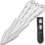 Gil Hibben Gen III Champion Three-Piece Throwing Knife Set | One-Piece Stainless Steel Construction | 3 1/4” Razor-Sharp Edge | Grooved Handles | Nylon Belt Sheath | Double-Edged | 11" Overall