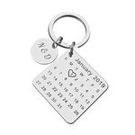 Personalized Calendar keychain,Date Highlighted with a Heart, Gift for Anniversary, Birthday, Wedding, Custom Gift for Boyfriend, Husband