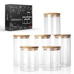 LIBWYS Glass Storage Jars with Bamboo Lids Set of 6, Airtight Glass Canisters with 2 Size 800ml, 1200ml, Large Kitchen Food Storage Jars for Kitchen Cabinet/Dishwasher Safe (6L)