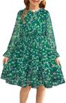 GRACE KARIN Juinor Girls Fall Dresses Party Formal Holiday School Dress Long Sleeve Dress Size 10 Dark Green