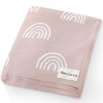 Bleu La La Knit Baby Swaddle Blanket - 100% Luxury Cotton Soft Cozy Receiving Swaddling Crib Stroller Blanket for Shower Gift Registry for Newborns, Infants, Toddlers (Rainbow - Pink)