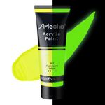 Artecho Glow in the Dark Paint, Neon Yellow Paint (120ml / 4.05oz) Tubes, Art Craft Paints for Canvas, Rock, Stone, Wood, Fabric, Art Supplies