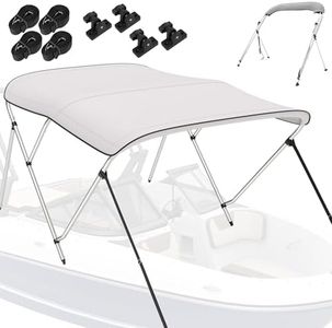 PuroShelt Bimini Tops for Boats, Grey 3 Bow L6' x W73-78 x H46, 900D Polyester Bimini Topy, 2 Rear Support Poles and Storage Boot, 4 Adjustable Nylon Straps