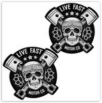 SkinoEu® 2 x Vinyl Self-Adhesive Stickers Live Fast Horror Skull Laptop iPad Car Window Auto Moto Motorcycle Helmet Bike Skate Truck Racing Tuning B 41