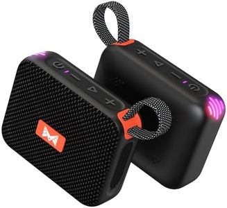 MAILANGSHI M27 Portable Bluetooth Speaker, IPX7 Waterproof, 5W Stereo Sound, Beat-Synced RGB Lights, 5H Playtime, Black, 1 Year Warranty