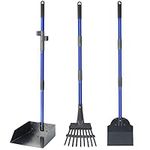 Dog Pooper Scooper for Large Medium Small Dogs, Adjustable Long Handle Poop Scooper for Dogs with Metal Tray, Rake and Spade, Heavy Duty Dog Poop Scooper for Yard, Lawn, Grass, Gravel, Dirt, Gravel