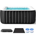 NAIZEA Inflatable Hot Tub 6 Person, Outdoor Portable Hot Tub with 130 Air Jets, Circulation Heating & Filter System, PVC Hottub Blow Up Tub with Cover, Filter Cartridges, Pump for Backyard & Patio