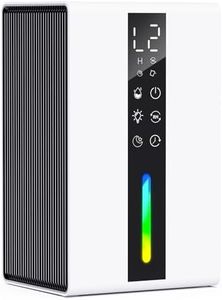 Deshumidificateur d Air Electrique, 1800ML Déshumidificateur Silencieux Anti Moisissure avec 3 Modes, 48h Minuterie, Grand Écran, Dégivrage Automatique, LED Colorées, pour Salle de Bains, Chambre