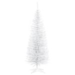 HOMCOM 5' Pencil Christmas Tree, Slim Artificial Xmas Tree with Realistic Branches, Sturdy Stand, White