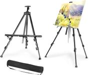 Trintion Adjustable Metal Easel Stand, 20" to 63" Height Range, Portable Folding Art Easel for Painting, Display, and Wedding Signs, Includes Carry Bag - Black