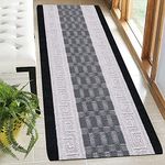 PHP Carpet Runners - Waterproof Non Slip Gel Backing Washable Runner Rug for Hallway Hall Bedroom Living Room Kitchen Rug Large Door Mat Indoor Floor Mat - 60 X 110 cm, Black Grey