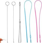 acdokuk 6 Pieces Sewing Loop Kit, Threader Tool Kits Drawstring Threader Set, Loop Turner Hook Metal Tweezers Long Loop Turner Tool with Latch, for Fabric Belts Strips DIY Knitting Accessories