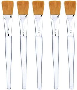 Facial Mask Brush Makeup Brushes Cosmetic Tools with Clear Plastic Handle, 5 Pack (Silver with Yellow Brush)