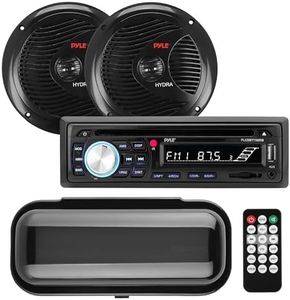 Pyle Marine Stereo Receiver Speaker Kit - In-Dash LCD Digital Console Built-in Bluetooth & Microphone 6.5” Waterproof Speakers (2) w/ MP3/USB/SD/AUX/FM Radio Reader & Remote Control - PLCDBT75MRB